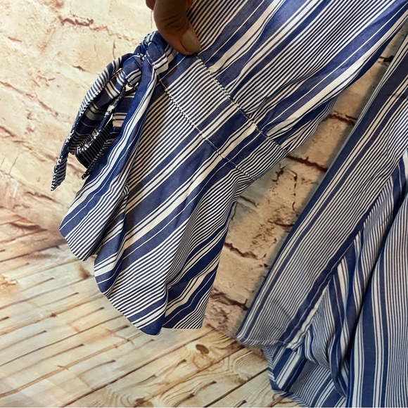 Fourteenth Place navy white nautical striped long sleeve top pledge neck large - Picture 9 of 10